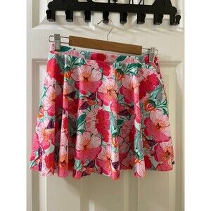 NEW Women L PINK Swim Skirt Swimwear Lake Pool FLORAL BIRDS TROPICAL Coastal